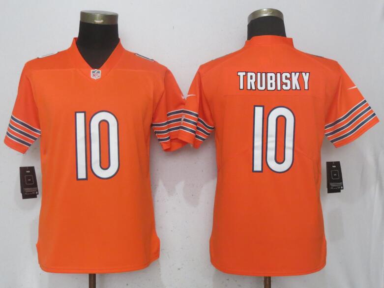 Women Chicago Bears #10 Trubisky Orange Vapor Untouchable Playe NFL Jerseys->women nfl jersey->Women Jersey